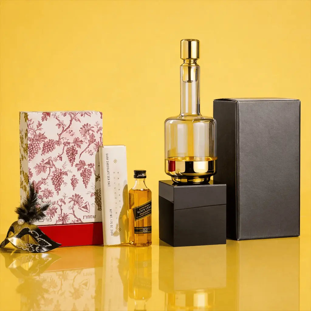 Wine Decanter | Mishloach Manos — Purim Gift by Waterdale Collection — View 4 Mishloach Manos | Judaica Square Lakewood