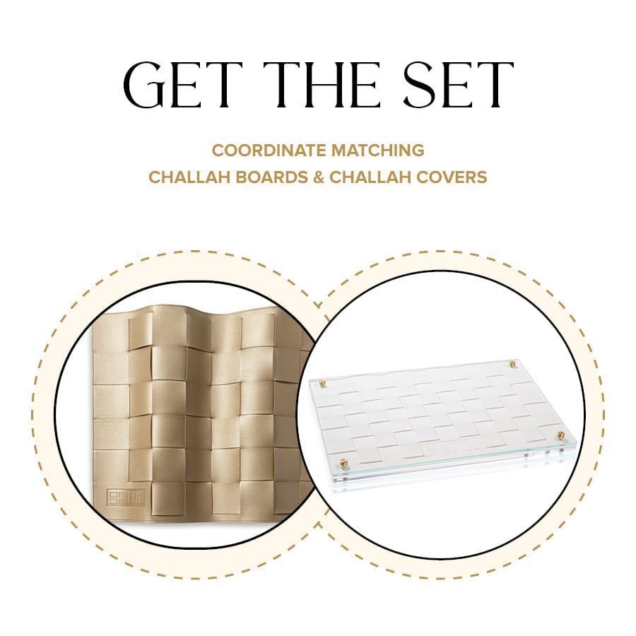 Woven Challah Board & Cover Set — hero shot | Judaica Square Lakewood