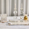 Woven Hadlokas Neiros Set — lucite Candle Lighting | Judaica Square Lakewood