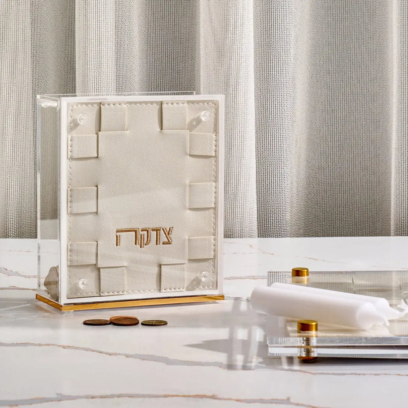 Woven Tzedakah Box | Judaica Square Lakewood