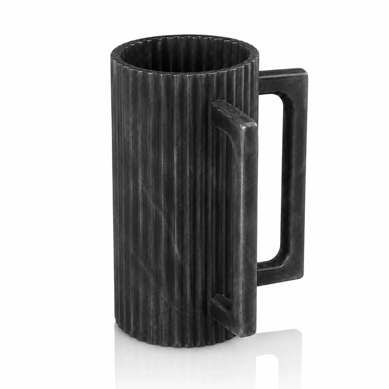 Black Waterdale fluted resin Netilas Yadayim cup, front view