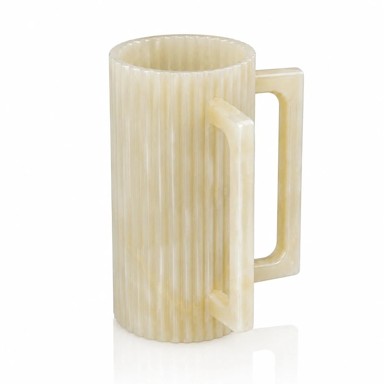 White Gold Waterdale fluted resin Netilas Yadayim cup, front view