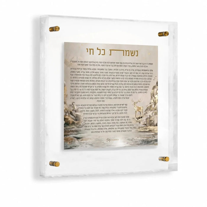 Waterdale Nishmas Kol Chai Wall Art — Pearlstone Lucite, 12 × 12 in | Judaica Square Lakewood