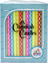 Windowed box of 45 multicolor Chanukah candles with wavy engraved lines