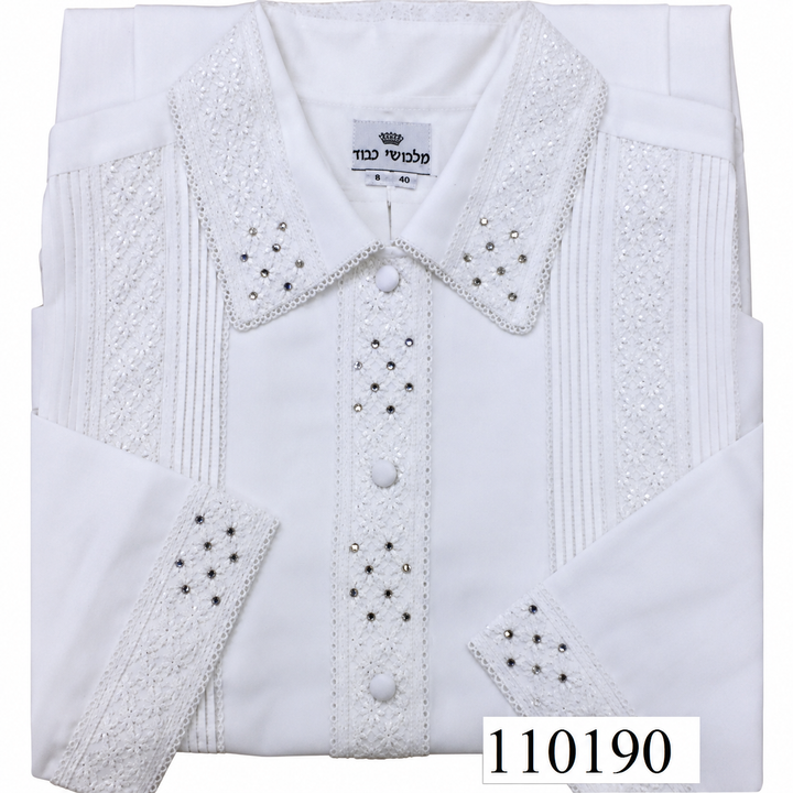 White Kittel — Crystal Wide Floral Lace