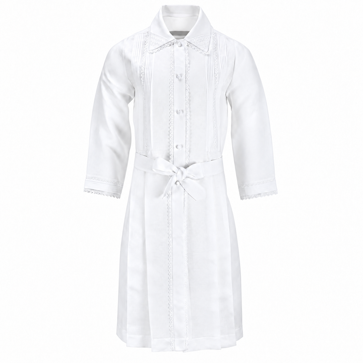 White Kittel — Intricate Lace & Pointed Collar