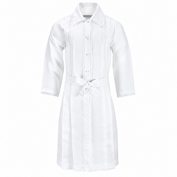 White Kittel — Intricate Lace & Pointed Collar