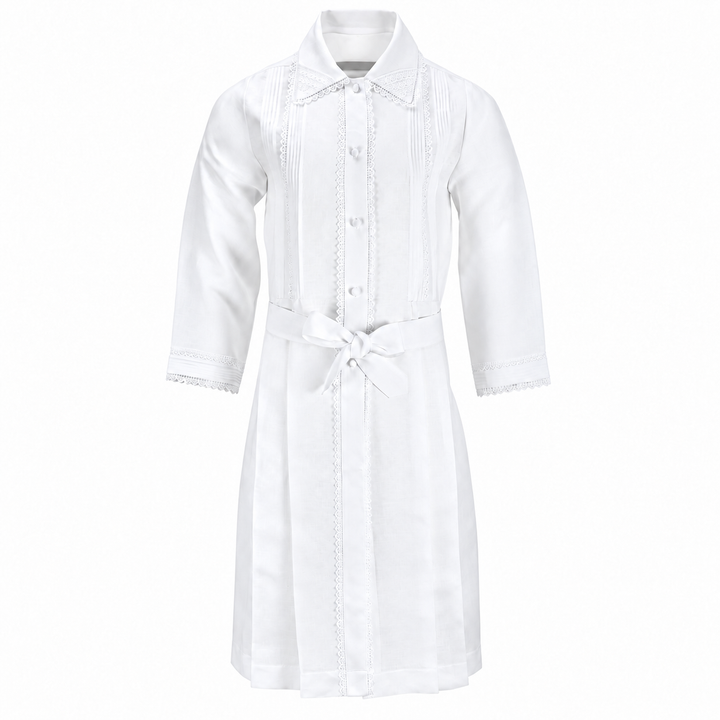 White Kittel — Intricate Lace & Pointed Collar