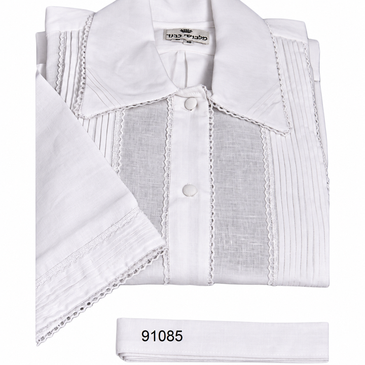 White Kittel — One-Third Lace, Front & Collar Tucks