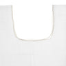 Round-neck detail of white-on-white wool tallis katan