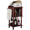 Tiered wooden matzah stand with book slots and side towel rod