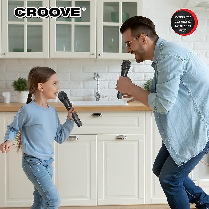 Croove Wireless UHF Microphones 2-Pack - Dual Handheld Mic System — microphone, view 6 | Judaica Square Lakewood