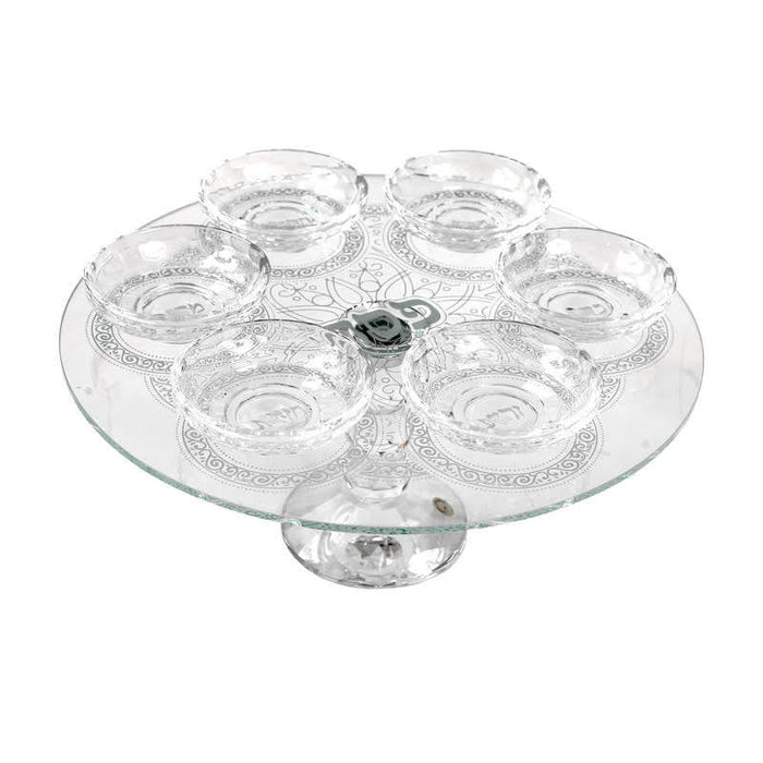 Crystal Seder Plate on 5" Pedestal-- (P-X2367)