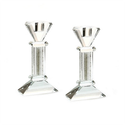 Crystal Candle Sticks with Crushed Stones - 7" (CS-X2589K)