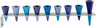 Yair Emanuel strip menorah with nine blue anodized cone holders on a steel bar