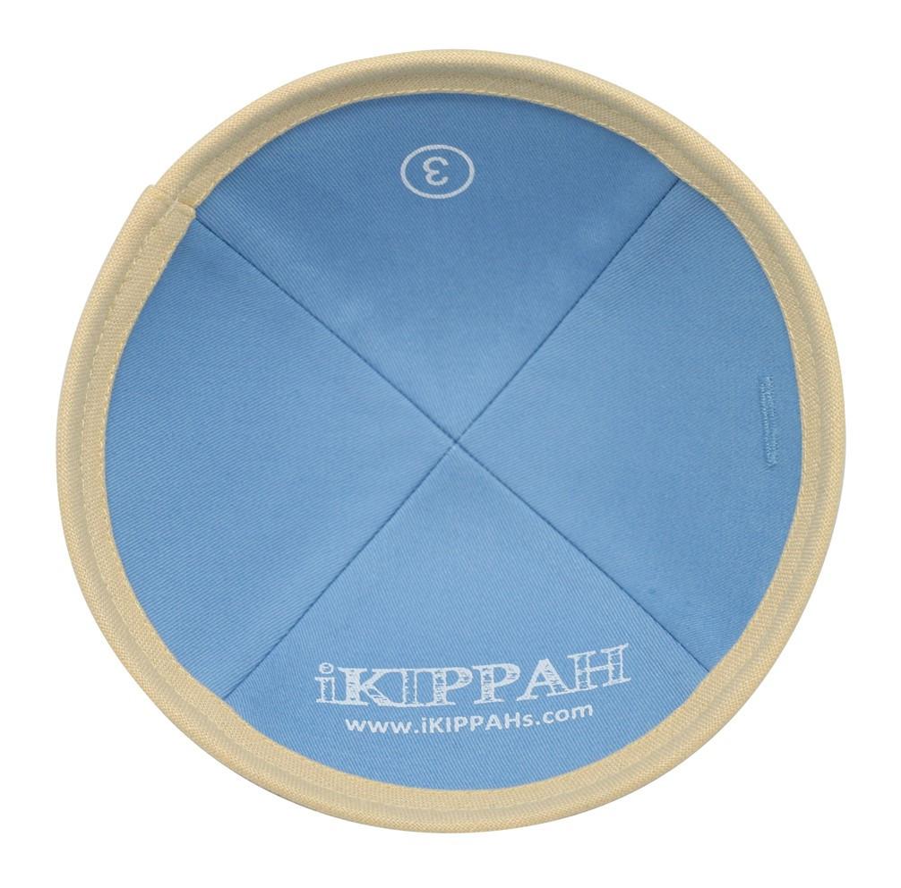 Close-up of Yellow Linen Kippah lining and stitching