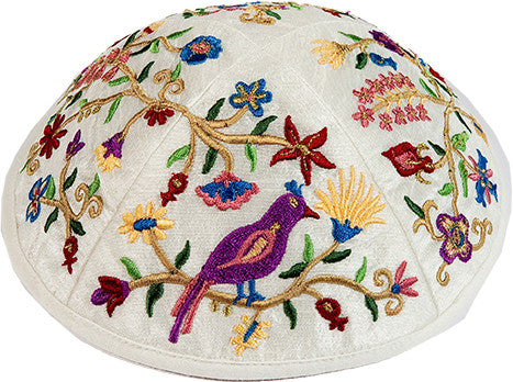 Emanuel Embroidered Kippah Bird-Flowers Multicolor