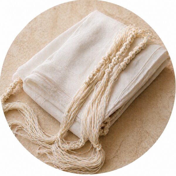 Tallis and tzitzis with hand-tied strings